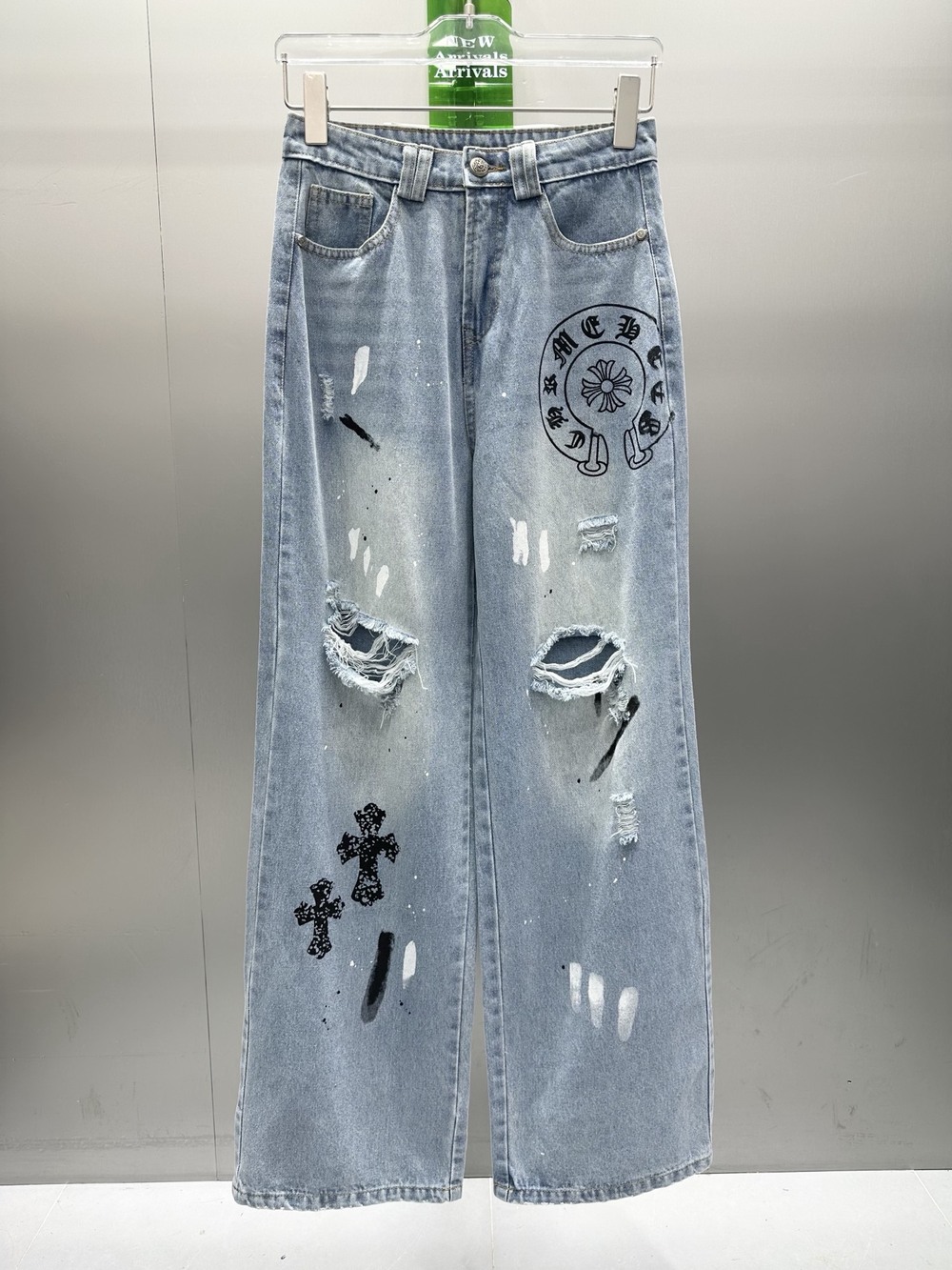 Chrome Hearts Cross Pattern Hole Denim Overalls